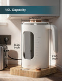 INTASTING Electric Tea Kettle, Electric Kettle with Tea Infuser, ±1℉ Knob Temperature Control, BPA-Free Glass, 1200W Fast Heating, Easy to Clean, 1 Liter (Cream White)