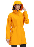 ATLASLAVA Rain Jacket Women Waterproof Long Raincoat Hood Lightweight Windbreaker Outdoor Coat ORANGE XL