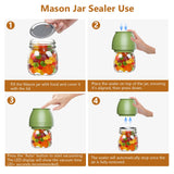 FUTUREZEN Electric Mason Jar Vacuum Sealer for Regular & Wide Mouth Canning Jars, Automatic Sealing Machine Kit for Food Storage & Fermentation, Mouth Mason Jar Lids, Bottle Opener, USB-C Cable, Green