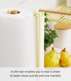 Yamazaki Home Tosca One-Handed Tear Paper Towel Holder - Kitchen Storage Rack - Steel + Wood