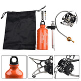 Tidevib Outdoor Camping Multi-Fuel Oil Stove with 500ml Aluminum Alloy Fuel Bottle and Pump, Foldable Brackets and Serrated Arms for Diesel and Liquid Gas