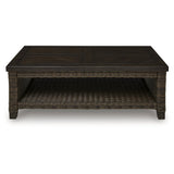 Signature Design by Ashley Drakes Beach Outdoor Coffee Table, Resin Wicker with Aluminum Frame and Wood‑Look Finish for Patio, Deck and Poolside Seating, 48" x 30"