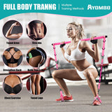 Ayombo Pilates Bar Kit with Resistance Bands, Adjustable Pilates Equipment for Legs, Hip, Waist, Arm, Squats Exercise Equipment for Home Gym Workouts