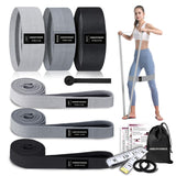 HIMESPORNER 9 PCS Fabric Resistance Bands Set for Working Out, Non-Slip Exercise Booty Bands for Women & Men Leg and Glutes with Hair Ties and Tape Measure - for Home Gym Workout, Yoga, Pilates