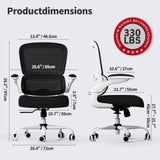 Office Chair - Ergonomic Desk Chair with Adjustable Lumbar Support (White+Black)