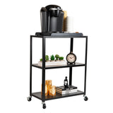 Mind Reader Rolling Cart, Rolling Cart, Microwave Stand, 3-Tier, Coffee Cart, Office, Metal, 23" L x 12" W x 30" H, Black