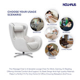 Nouhaus Classic Massage Chair with Ottoman. White Leather Lounge Chair, with Percussive & Shiatsu Chair Massager, Bluetooth Speaker and Recliner. Cozy Bedroom Chair with Spot and Full Body Massager