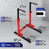 Yes4All Dip Stand 500 LBS Capacity, 80 Levels Adjustable Dip Bars, Dip Station Machine for Home Gym - Red & Black
