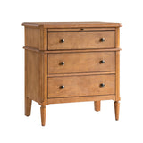 HULALA HOME 30 Inches Side Table with Charging Station, Teak