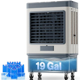 Auertech 48" 6500CFM Swamp Cooler Outdoor, 19 Gal Large Swamp Cooler Air Conditioner with 120°Oscillation, 3 Speed, 8 Ice Pack, Metal Frame Portable Evaporative Air Cooler for Garage, Warehouse