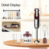 MegaWise 5-in-1 Immersion Hand Blender, Titanium Reinforced Blades (80% Sharper), 12-Speed Powerful Stick Blender with 500ml Chopper, 600ml Beaker, Whisk & Milk Frother for Smoothies, Baby Food & Soup