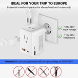 SARQW 220V to 110V Voltage Conversion Plug Adapter for Traveling from USA to Europe with 2 USB and 2 USBC Ports PD 20 W, 2 AC Outlets International Power Adapter