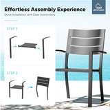 MFSTUDIO Stackable Patio Dining Chairs Set of 8, Metal, Black