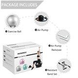 NEUMEE Yoga Ball Chair with 65cm Exercise Ball & 2 Resistance Bands, Stability Base for Home Office, Yoga, Pilates & Fitness, Balance Ball for Posture, Core Strength & Low Impact Workouts (Grey)
