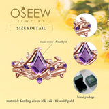 Oseew Amethyst rings for women sterling silver Amethyst engagement ring set Anniversary