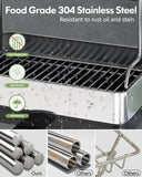 Extra Large Two Tier Stainless Steel Dish Drainer Drying Rack with Drainboard for Kitchen Counter, Modern Black and Silver, Rust Proof Metal, Space Saving Double Countertop Big Plates Dryer and Tray