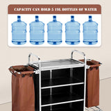 Housekeeping Service Cart with Fabric Bags and Wheels for Hotel Cleaning