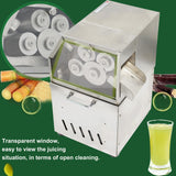 HQHAOTWU Sugar Cane Juicer Electric Sugarcane Juice Machine Vertical Sugar Cane Ginger Juicer 4 Stainless Steel Rollers Sugarcane Juice Press Extractor with Transformer 24V DC or 110V AC