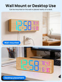2026 Upgrade 18.5" Large Digital Wall Clock with Remote Control, Big LED Display Digital Clocks with Night Light, Alarm, DST, Temp for Parlor, Office, Classroom, Bedroom,Gifts for Seniors(Light Wood)