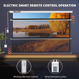 WASJOYE Motorised Projector Screen 120" - 16:9 Electric Projector Screen Wall/Ceiling Mount with Remote Control - 8K HD Projection Screen Dual Side Power Supply for Home Theater Office TV Game
