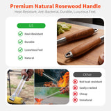 5in1 Heavy-Duty Rose Wooden BBQ Grilling Tools Set and BBQ Blanket for Resting Meat, Extra Thick SS Multi-Function Spatula, Fork, Brush & Tongs, Reusable Smoker Meat Insulated Bag, Ideal Gifts for Men