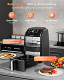 12QT Large Double Air Fryer, 10-in-1 Dual Airfryer with 2 Baskets & SyncHeat Tech for Even Cooking, Stacked Compact Design, Smart Finish & Match Cook, PFAS-Free Nonstick, Dishwasher Safe, Black