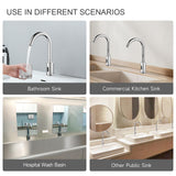 Automatic Touchless Bathroom Sink Faucet Motion Sensor Commercial Kitchen Hands Free Faucet with Hole Cover Plate,AC/DC Powered, Public Sink Faucet,Chrome (Chrome High)