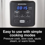 Proctor Silex Proctor-Silex Simplicity 4-in-1 Electric Pressure Cooker, 3 Quart Multi-Function With Slow Cook, Steam, Sauté, Rice, Stainless Steel (34503)