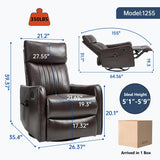 MOOLSUN Faux Leather Recliner Sofa Set with 360-Degree Swivel Chair, Living Room Furniture Set with Reclining Seats, Ideal for Home, Office, or Theater Seating（K-Dark Brown Faux Leather,Chair）