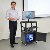 Utility Steel AV Cart w/Universal Wheels,Heavy Duty Av Cart w/Keyboard Tray