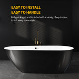 59 Inch Freestanding Bathtub, Acrylic Deep Soaking Tub, Chrome Overflow and Drain, Non-Slip Standalone Bath Tub for Bathroom, cUPC Certified, Ergonomic Modern Bath for Bathrooms