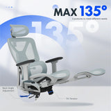FLEXISPOT ErgoX Premium Ergonomic Office Chair with Footrest- Adjustable 3D Armrests, Dynamic Lumbar Support, Recline & Tilt Function,Blue