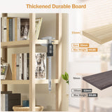 SICOTAS 71" Tall Rattan Bookshelf with Doors for Living Room Library