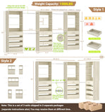 Aheaplus Closet System with 12 Drawers, 8.5-11.5Ft Closet Organizer System