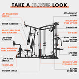 GMWD Dual-Station SmithΔ Machine Power Cage, All-in-One Home Gym Workout Station with 121LB Weight Stacks & Cable Crossover, Professional Functional Trainer for Couples & Family Strength Training