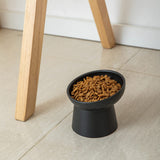 KITCHENLESTAR Elevated Cat Bowls, 15° Tilted Ceramic Raised Cat Food and Water Bowl Set, Whisker-Friendly Porcelain Pet Feeder Dishes for Indoor Cats and Small Dogs,Black,5.2 Inch,2 Pack