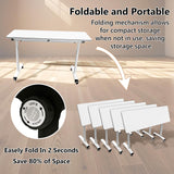 Conference Room Table, 47.2'' Modern Folding Training Tables with Flip Top, Mobile Table with Four Locking Wheels