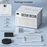 ZAFRO 8,000 BTU Window Air Conditioner Cools Up to 350 Sq.Ft.,Window AC Units with 7 Modes&4 Speeds,Quiet Operation,Energy Saving with Remote,Easy Installation for Bedroom,Small Rooms,White[2026New]