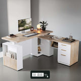 ModernMate 63" Standing Desk with File Cabinet, Privacy Panel, AC/USB, 1.18" Desktop