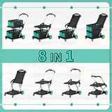 Yenntrss 8-in-1 Collapsible Shopping Cart, 350 lbs Capacity Grocery Cart on Wheels, Foldable Shopping Cart with 2 Storage Crates, Blue