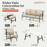 MIXPATIO 6-Piece Patio Conversation Set, Rocking Chairs, Coffee Table