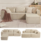 Furnify 106" Cloud Sectional Couch, Left/Right Facing Convertible Sofa with Deep Seat, L-Shape Modular Upholstered Foam Couch for Living Room Bedroom, No Assembly Required (Corduroy Fabric, Beige)
