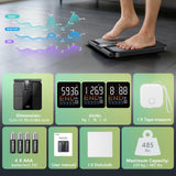 LVPIMAN Smart Scale for Body Weight and Fat,BMI,Muscle Mass,8 Electrodes Digital Bathroom Scale, 57 Body Composition Measurement with 5.25-inch VA Color Screen on Retractable Handle,485lbs