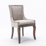 MOOLSUN Fabric Dining Chairs Set of 4, High Back Side Chairs, Modern Padded High-End Tufted Upholstered Chairs with Button-Tufted Back & Rear Pull Tabs, Solid Wood Legs C-Beige-(Wood Legs)