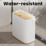 TODAYGO Bathroom Trash Can 2.6 Gal, Wheels, Air Vent, Faux Wood Top