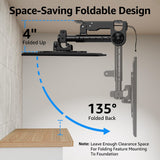 MOUNTUP Folding Under Cabinet TV Mount, VESA 75x75mm & 100x100mm Flip Down & Swivel TV Bracket for Most 13-32" LCD Screens up to 22 Lbs, Height Adjustable Space Saving Under Counter Mount for RV