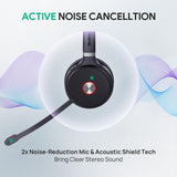 Wireless Headset with 4" Screen, DECT Headset for Teams, Zoom Skype Certified, Bluetooth Headset with 525ft Range, Full-Duplex Speaker,14h Call Time Yealink