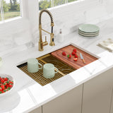 Beslend 30 Inch Gold Undermount Kitchen Sink, 30x19 50/50 Double Bowl Workstation Sink, 16 Gauge T304 Heavy Duty Stainless Steel Low Divide Golden Kitchen Sink with Gold Accessories