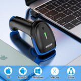 Symcode 2D Wireless Barcode Scanner,Bluetooth6.0 & Wireless2.4G & USB Wired Connection, 1D 2D QR Bar Code Reader Scanner Automatic Fast Precise scanning for Smart Phone, Tablet, PC