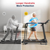 Redliro Walking Treadmill for Seniors - Foldable Senior Treadmill with 0%-2% Incline, Long Handrails - 300 lbs Capacity Home Recovery Fitness